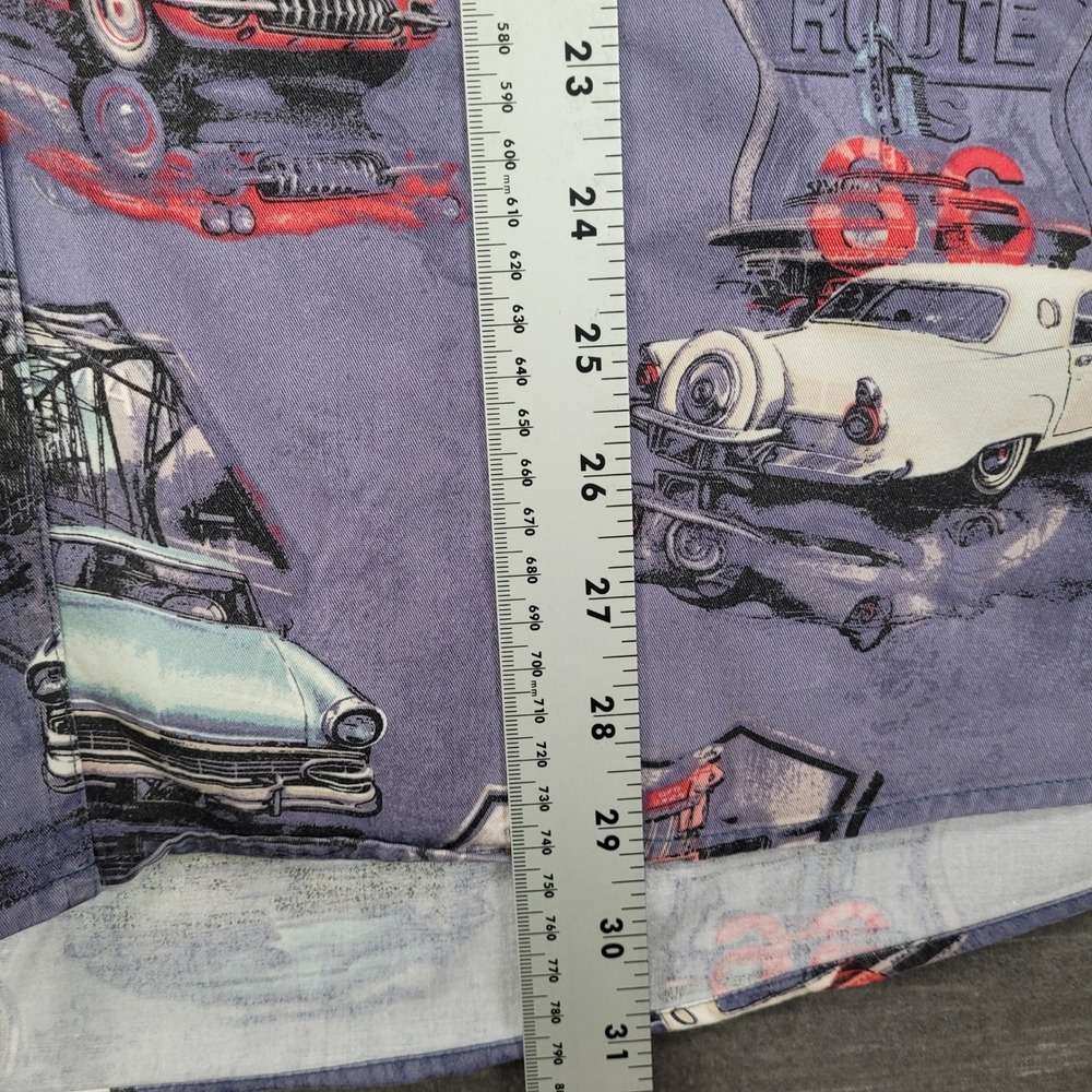 North River Mens Route 66 Classic Car Print Button Down Shirt Blue Short Sleeve - Picture 5 of 6